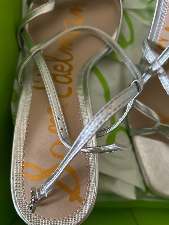 Sam Edelman Metallic Silver Strappy Square-Toe Sandals main image 4